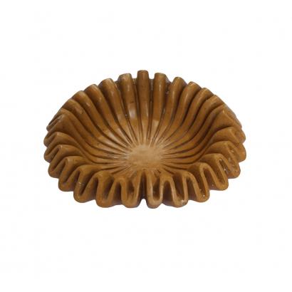 Yellow Marble Ruffle Flower Bowl