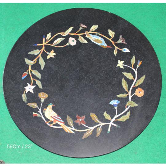 Marvelous Pietra Dura Marble Inlay Tabletop Antique Collectible Art 