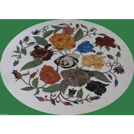 Table Top Marvelous Marble Inlay Pietra Dura Antique Vintage Rare Decor Art