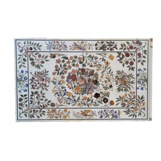 Table Top Extra Large Pietra Dura Marble Inlay Dining Table Hall Furniture Micro Mosaic 