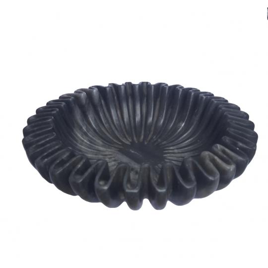  Black Marble Ruffle Bowl