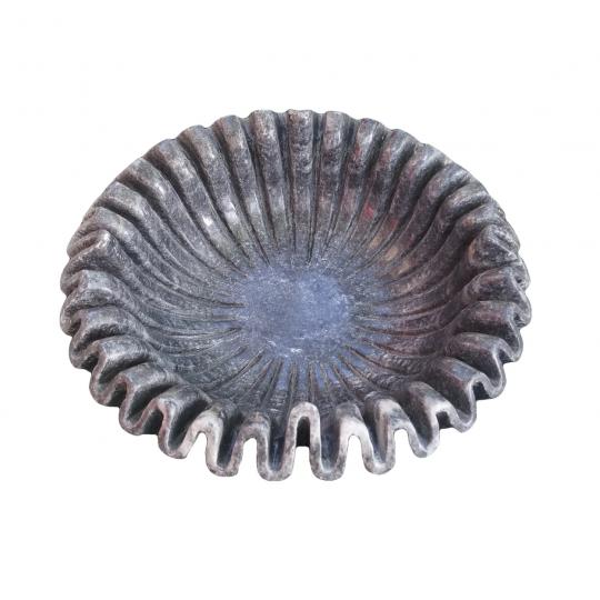 Antique Black Grey Marble Ripple Bowl