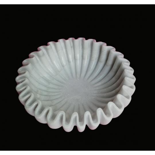White Marble Ruffle Bowl