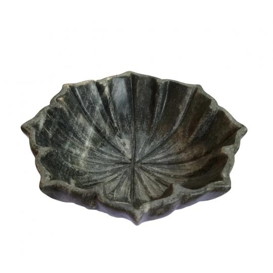 Vintage Black Grey Marble Lotus Flower bowl