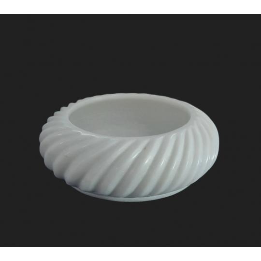 Round Cruller Pattern White Marble Bowl