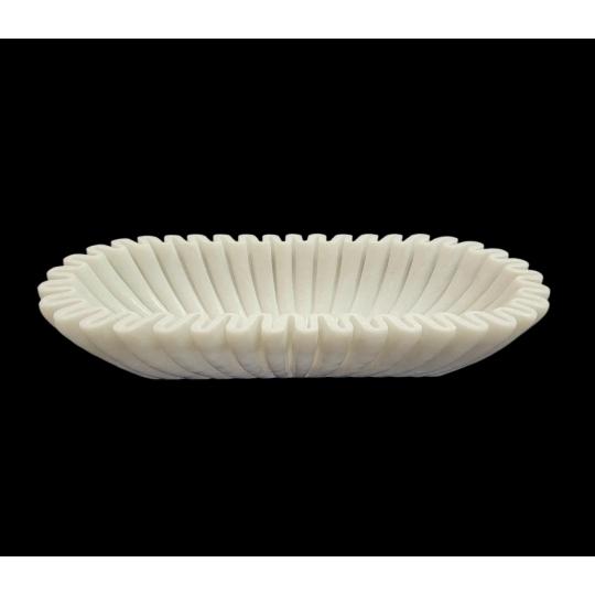 Decorative Rectangle White Marble Ripple Bowl