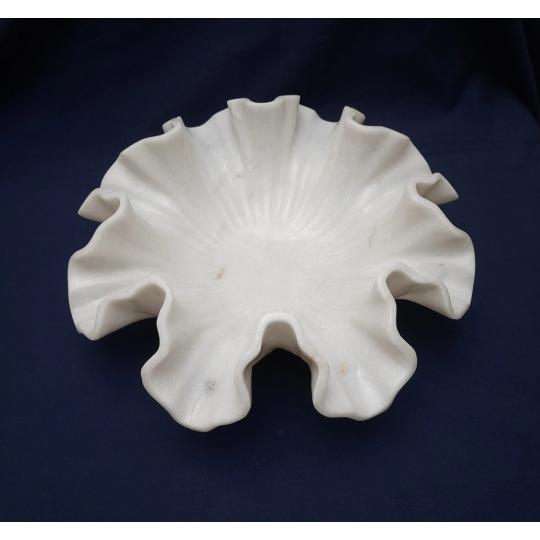 Elegant Finely hand carved White Marble Stone Bowl