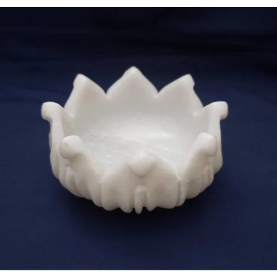 Decorative White Floral Marble Bowl