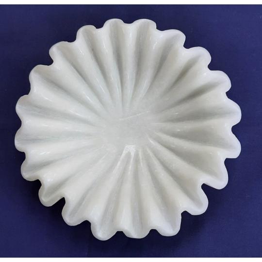 Decorative Marble Scallop Bowl Ruffled Marble Bowl