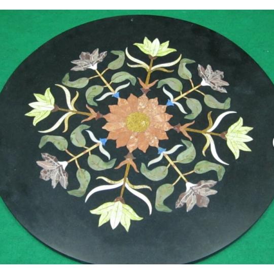 Pietra Dura Side Corner Table Top Floor Insert Decorative Marble Inlay