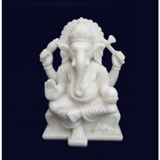 Hand-Carved Marble Ganesh Statue for Puja and Festivals A Divine Gift for Spiritual and Religious Occasions 