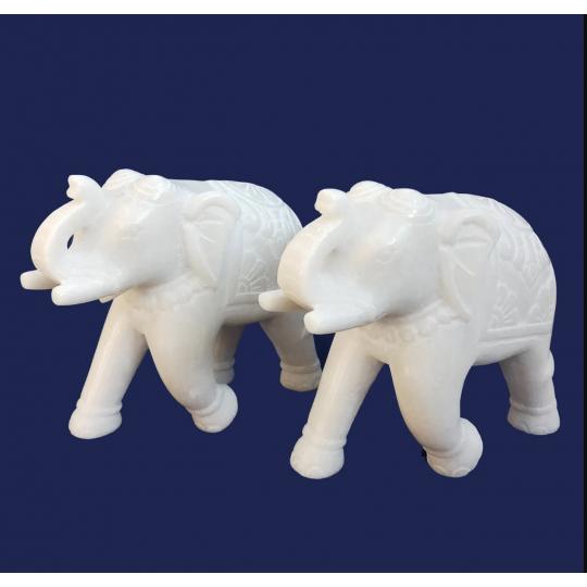 Marble Carved Elephant - Marble elephant statue, Marble elephant figurine 