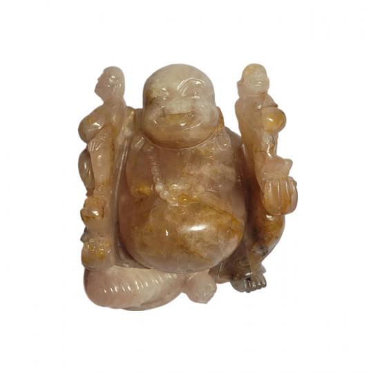 Crystal Harmony: Laughing Buddha Gemstone Sculpture House warming gift 
