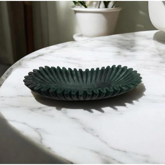  Rectangle Green Marble Ruffle Bowl